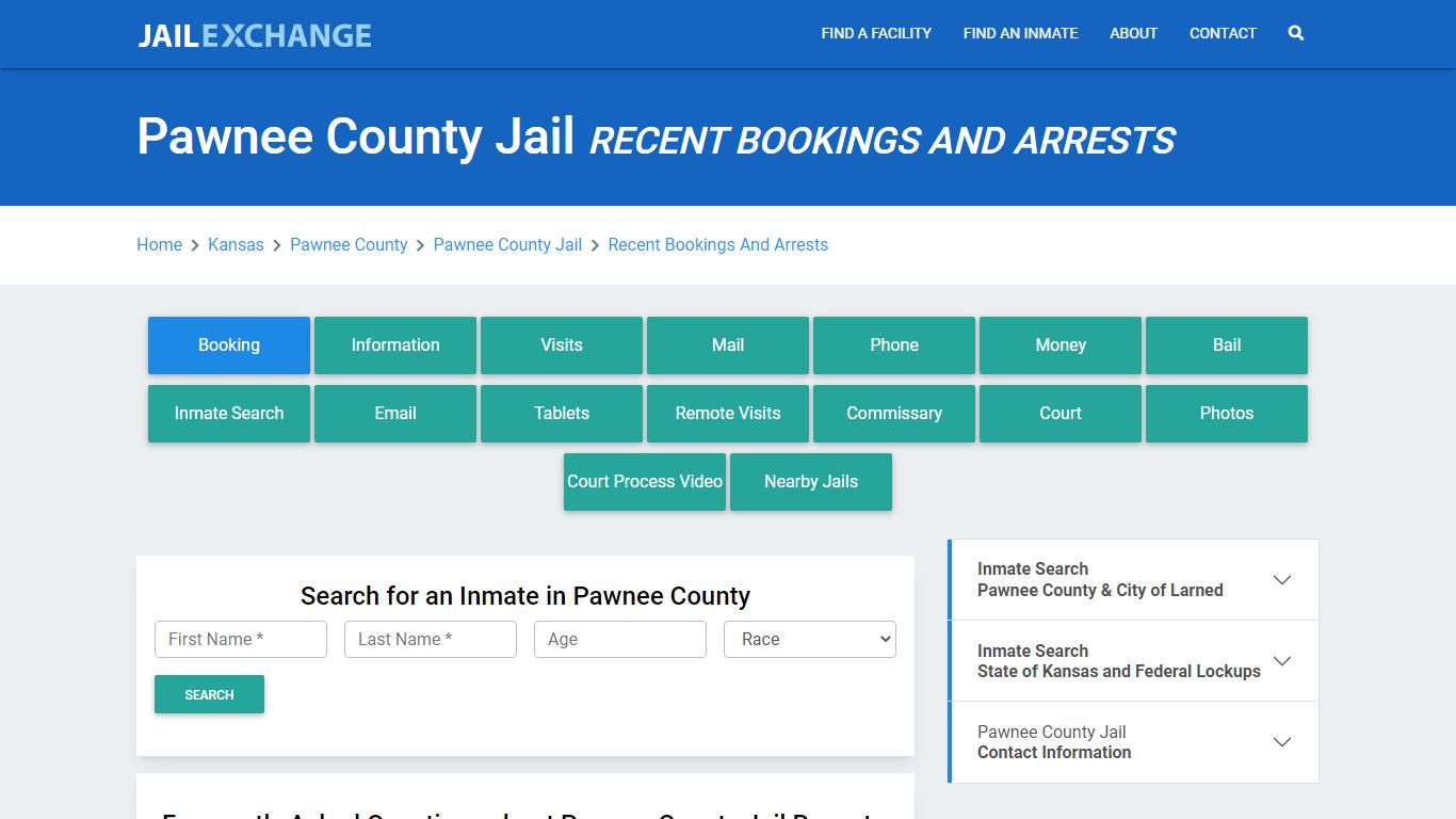 Pawnee County Jail KS Recent Arrests and Bookings - Jail Exchange