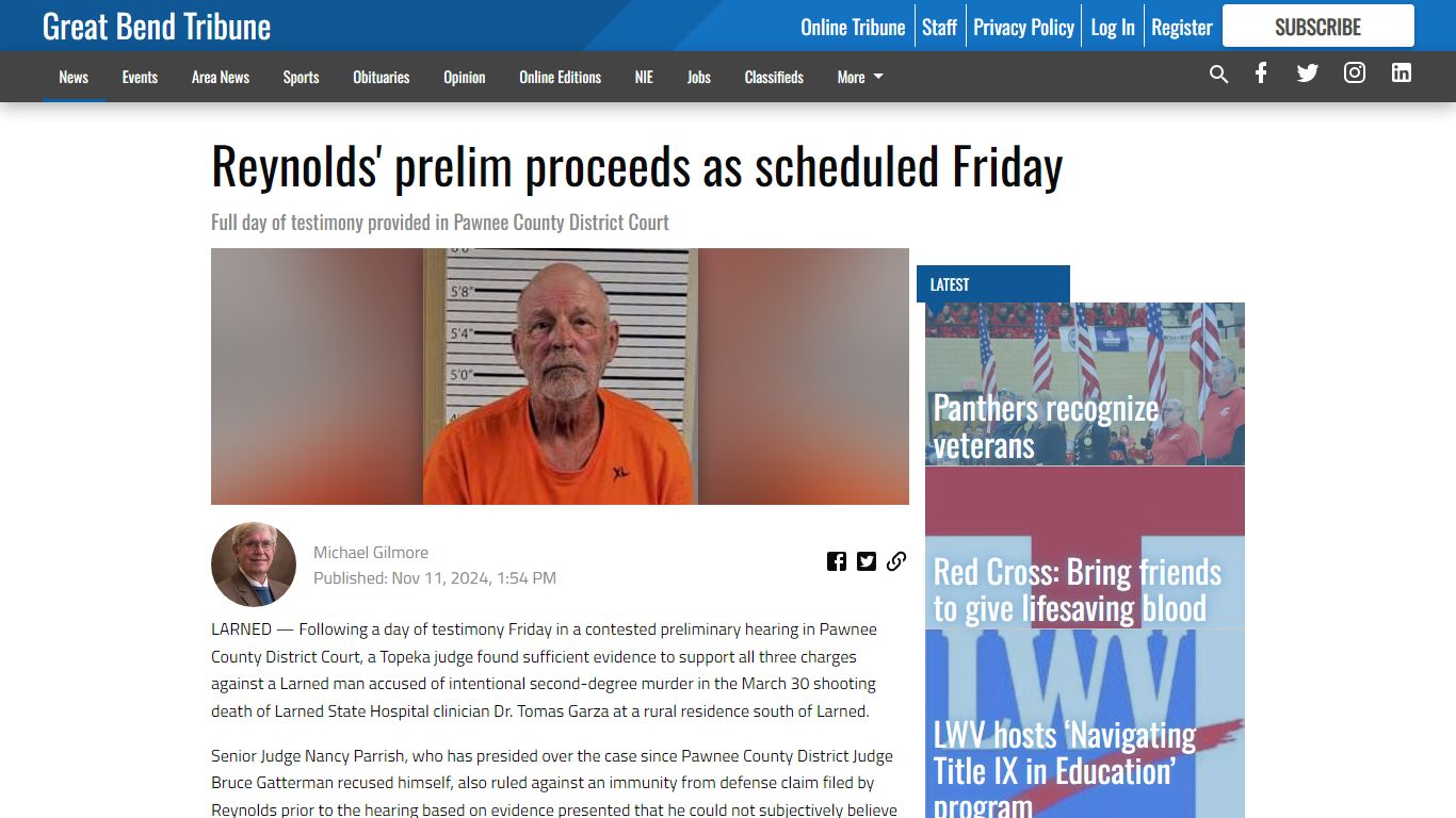 Reynolds' prelim proceeds as scheduled Friday - Great Bend Tribune