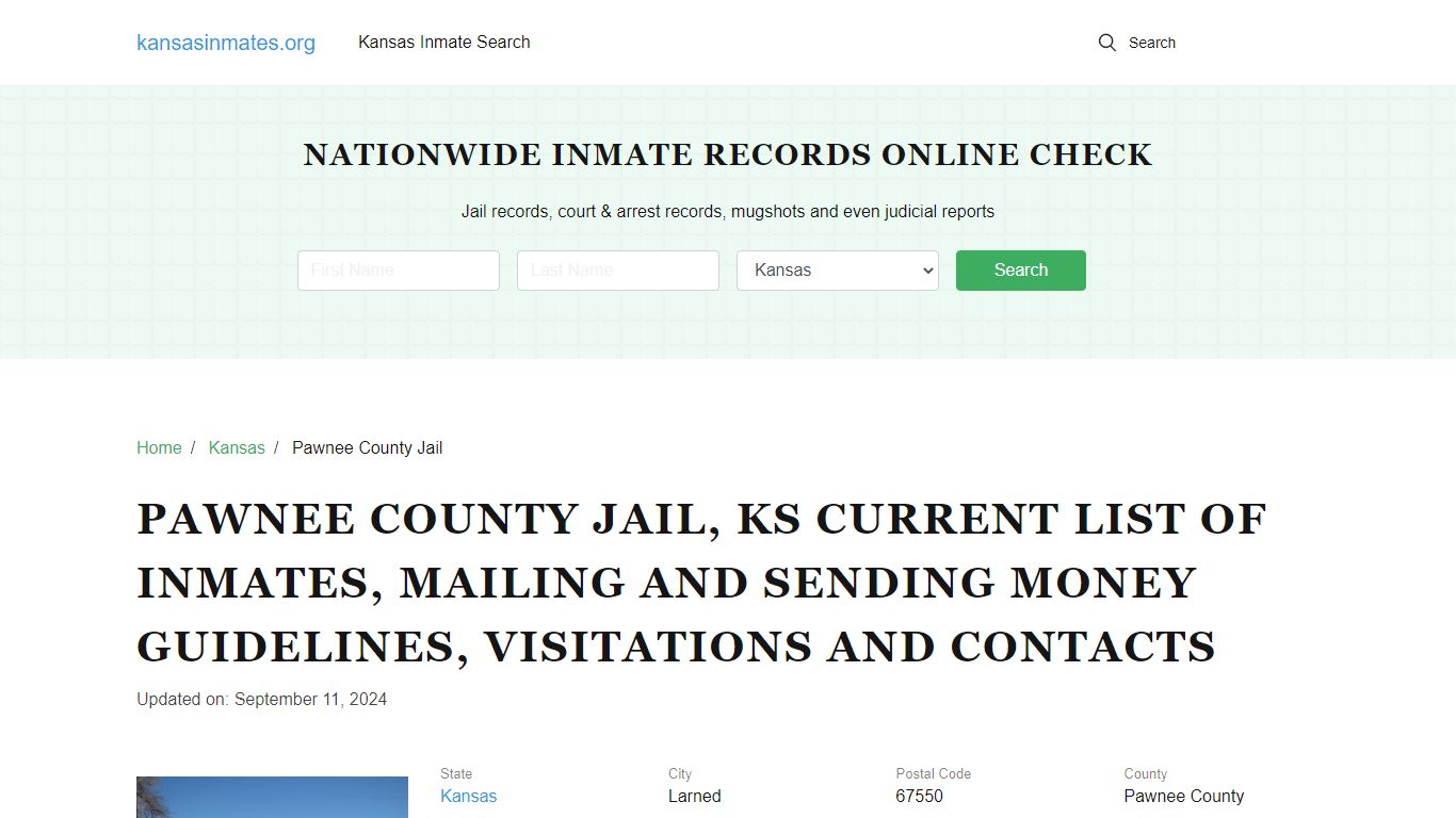 Pawnee County Jail, KS: Offender Locator, Visitation & Contact Info